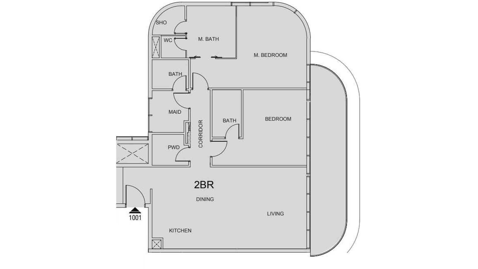 Планировка квартиры 2 спальни в ЖК Cotier House 2 № 11006