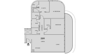 Apartment floor plan, 2 bedrooms in Cotier House 2 No. 11006